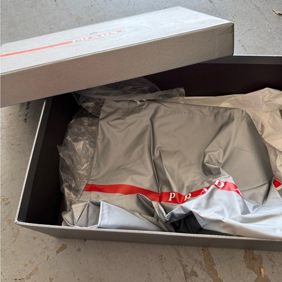 Prada women's  Beige and Red Sneakers - Picture 6 of 7